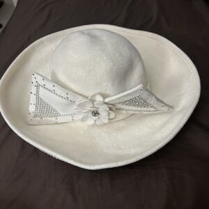 Red‎ Feather Vintage Jack Mcconnell Wool Hat Silver Rhinestones